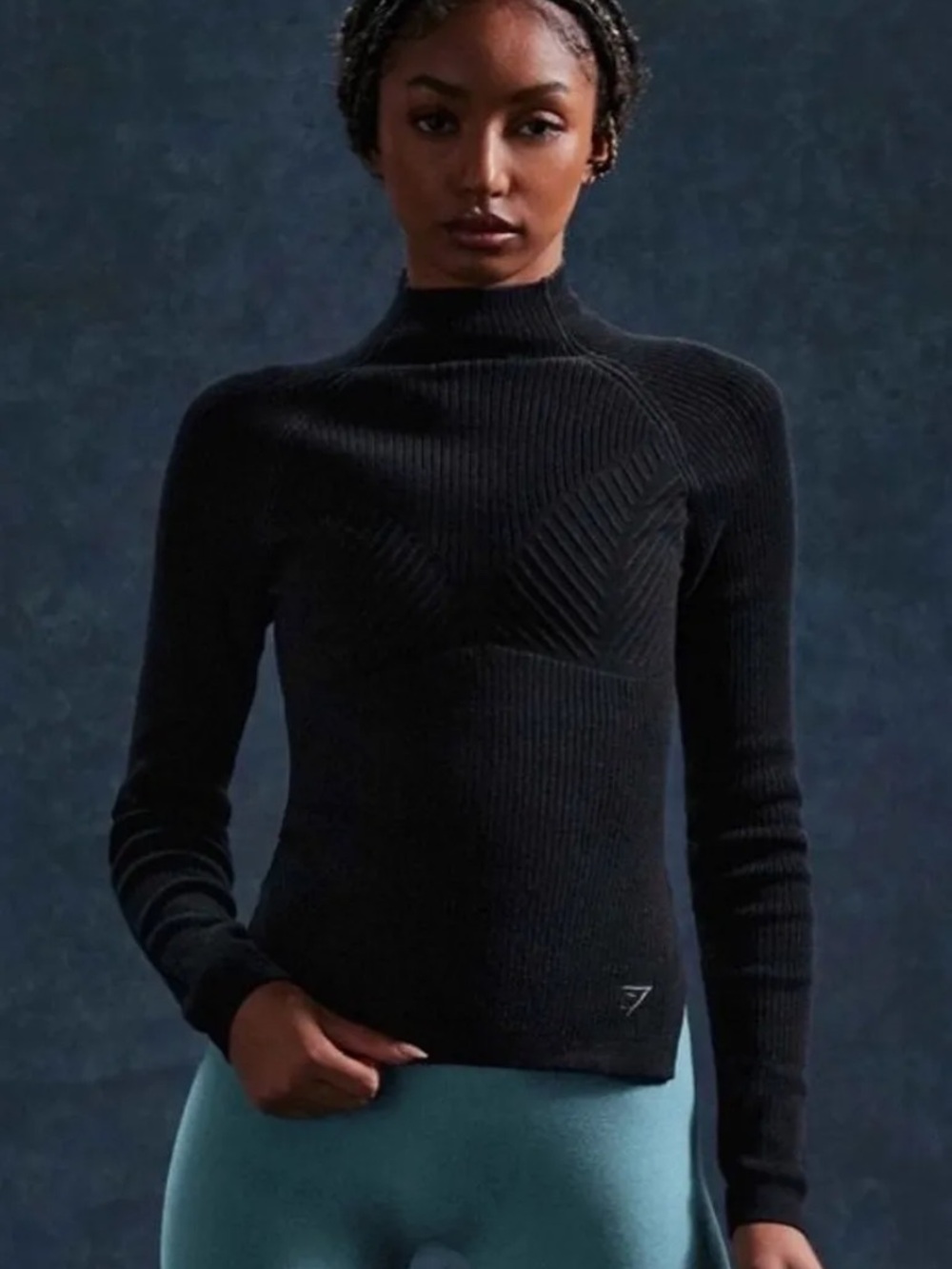 Gymshark Black Ribbed Mock Neck Sweater